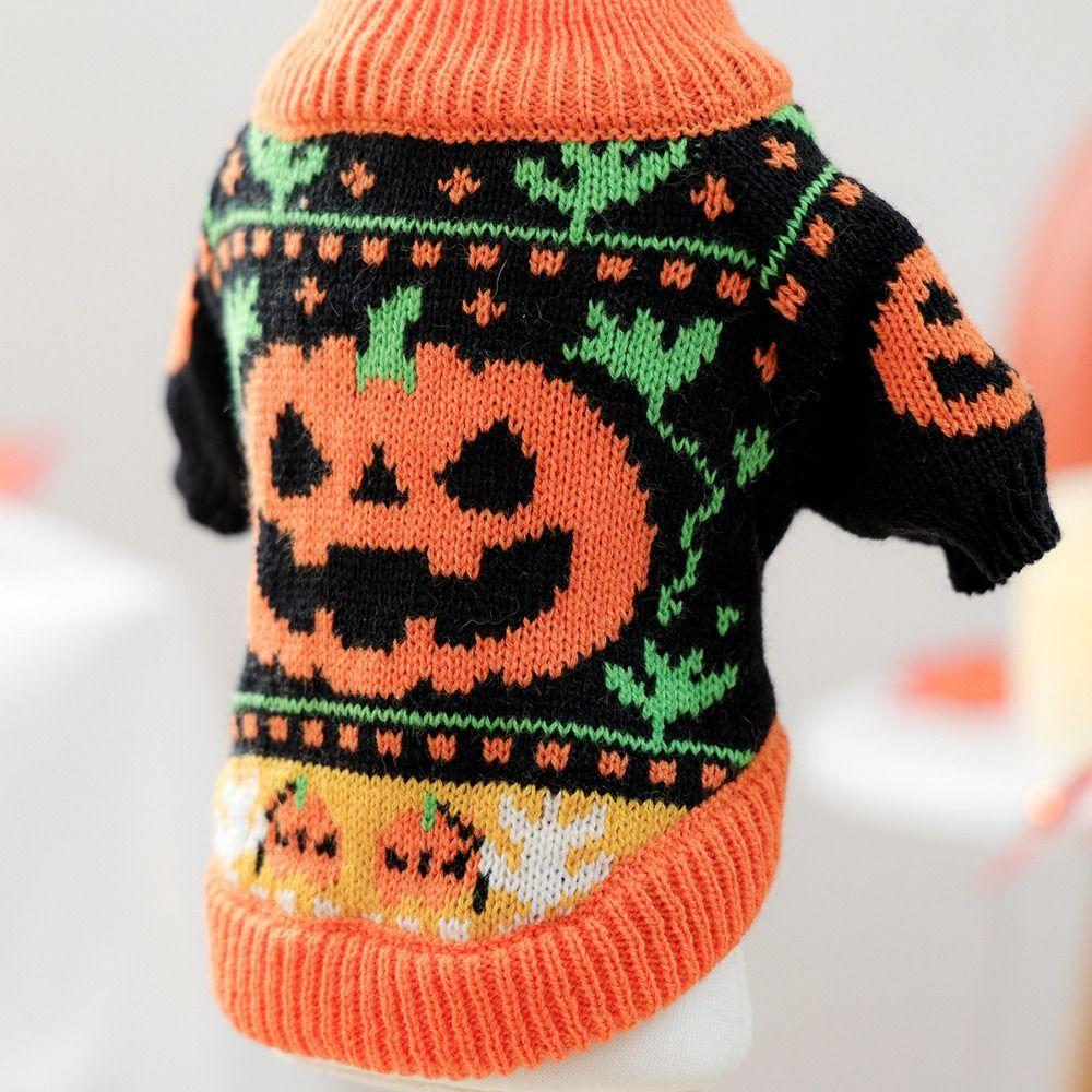 Turtleneck Design Pumpkin Pet Sweater Pumpkin Costume Cat Sweatershirt  Halloween Party