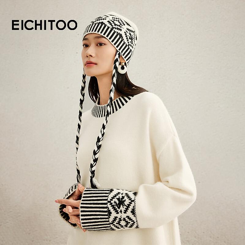 EICHITOO Women's Color Block Jacquard Knit Sweater