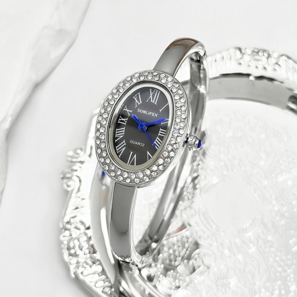 Roman Numerals Bracelet Watch Jewelry Clasp Diamond Decoration Quartz Wristwatch Quartz Stainless Steel Diamond Watch Girls