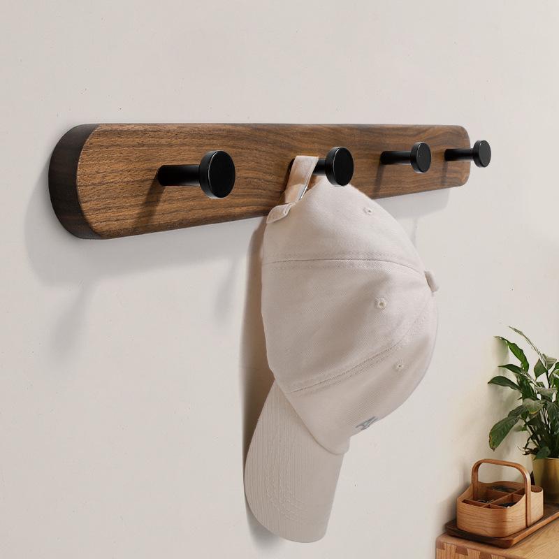 Solid Wood No-Punch Adhesive Coat Rack: Tiered Entryway/Wall/Door Mount Hanger