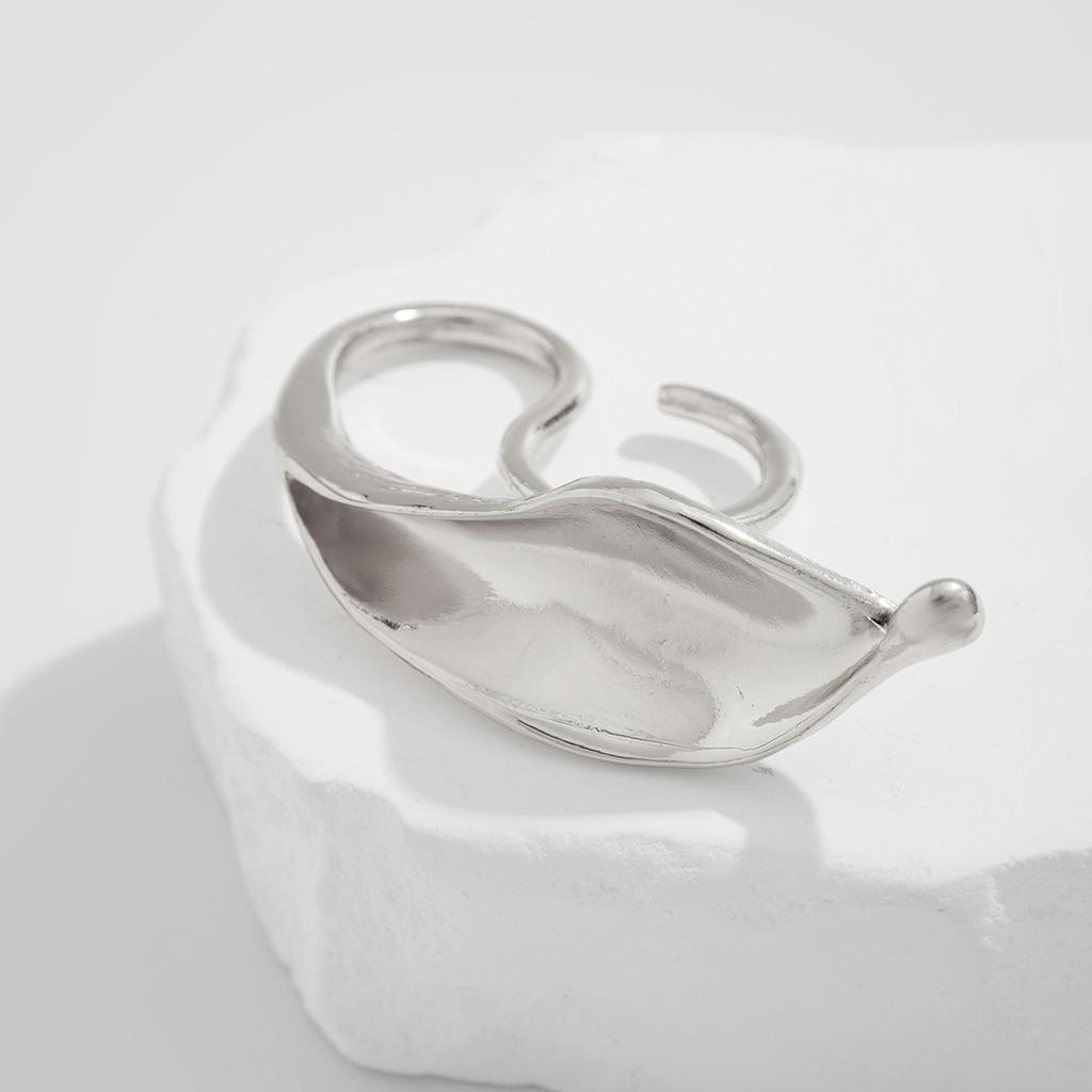 Übertrieben Metall Blattförmige Ringe für Frauen Männer Vintage Punk Gold Silber Farbe Einstellbare Öffnung Ring Matt 2024 Geschenk Schmuck
