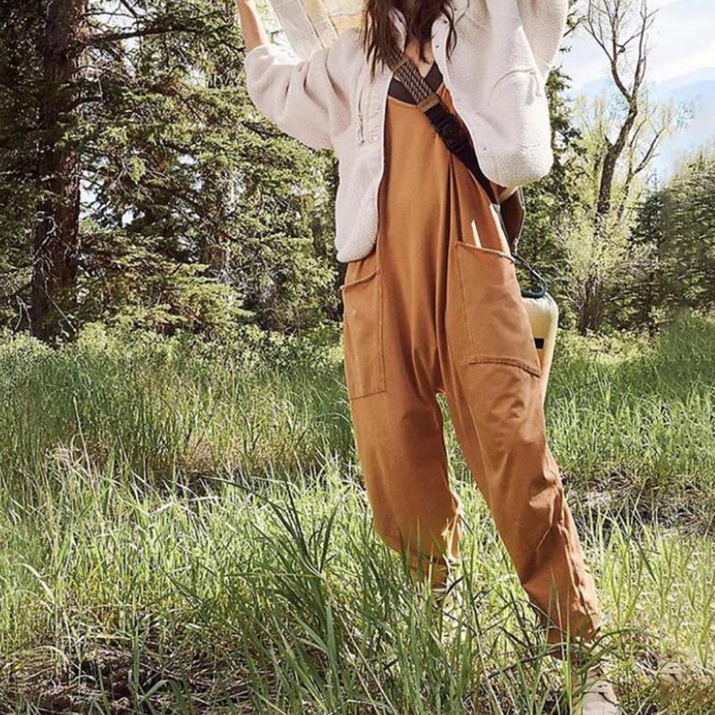 Женские брюки на подтяжках с карманом на молнии — фото 10