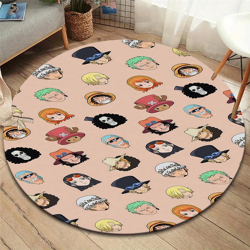 Anime One Piece Round Area Rug Carpet Rug For Living Room Bedroom Sofa Playroom Decor Nonslip Floor Mat