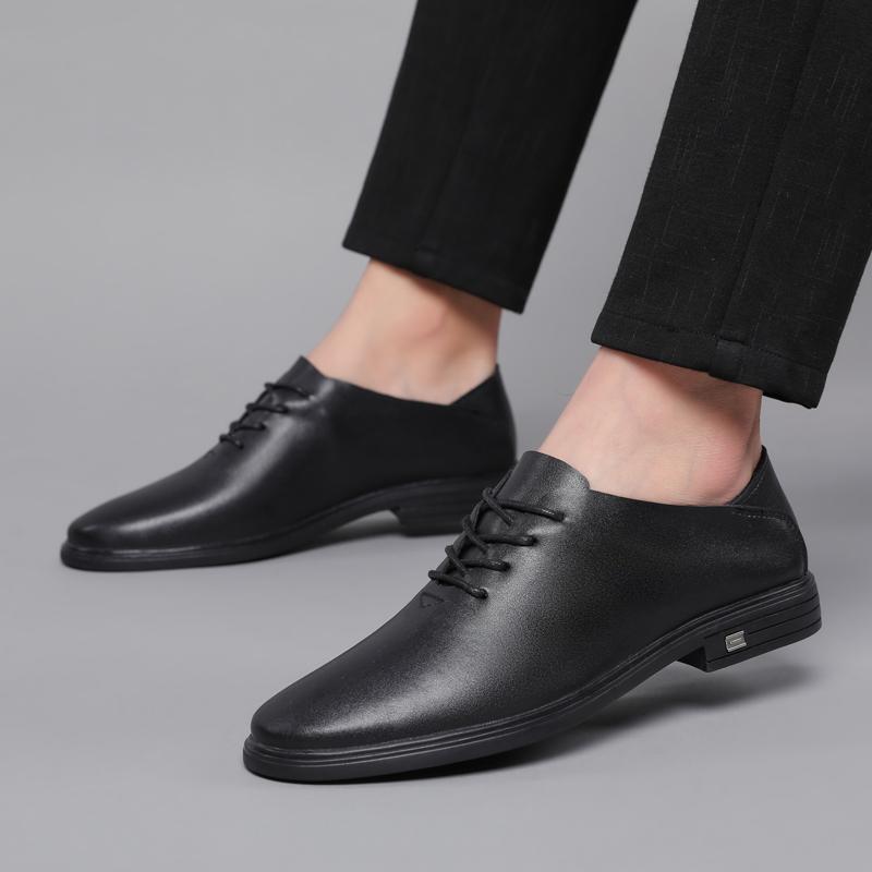 Fashion High End Brand Men's Leather Casual Shoes Retro Brown Men's Business Dress Shoes Office Commuting Men's Work Shoes Anti Slip