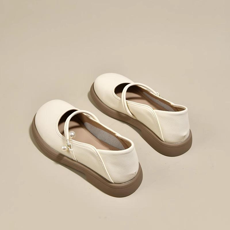 Fashion Women's Flat Shoes Spring Soft Leather Mary Jane Shoes 2024 New Small White Loafers with Skirt Gentle Small Leather Shoes