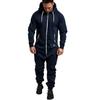 Men's Fall Hooded Fleece Jumpsuit Patchwork Solid Color Sports Jumpsuit