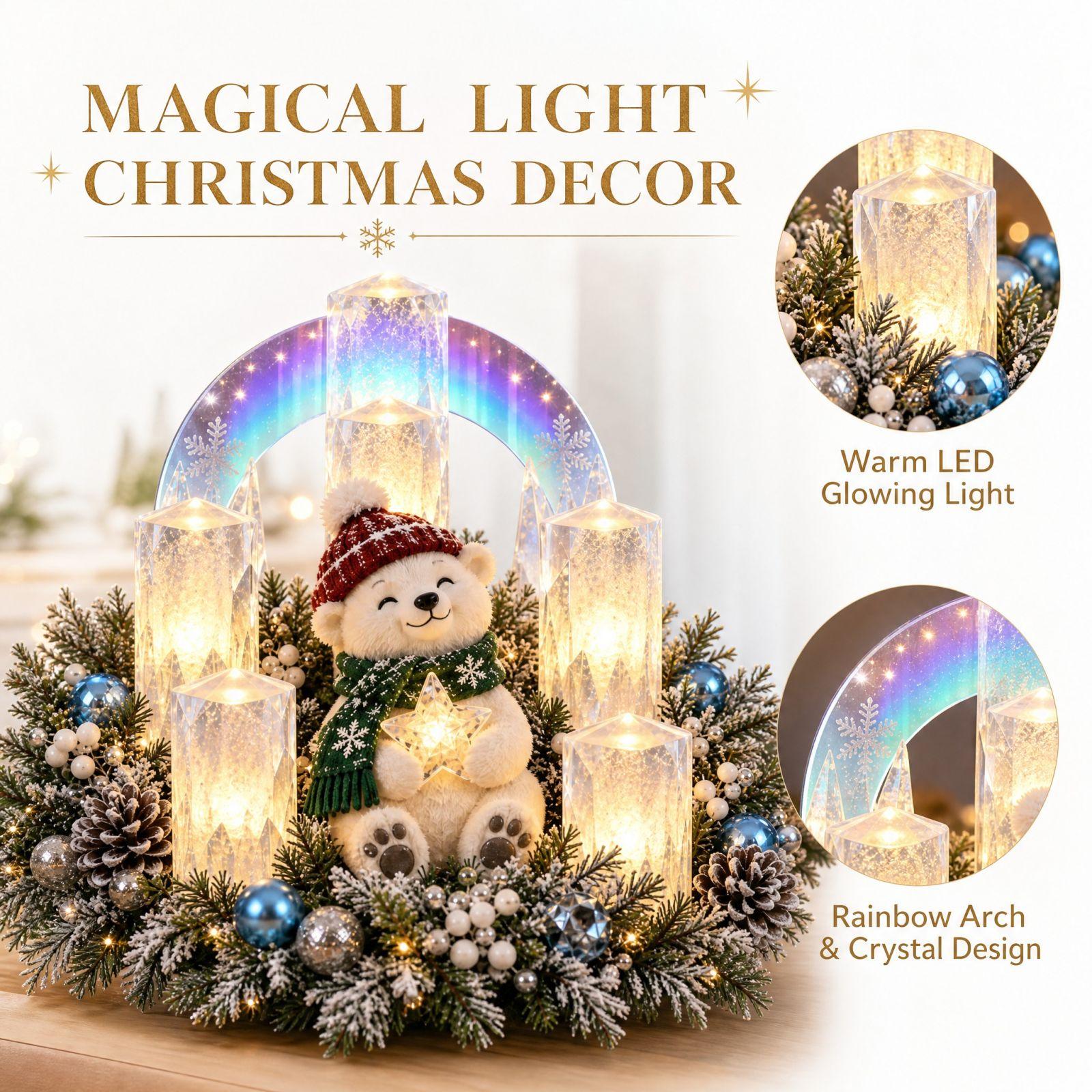 Funkelnde Weihnachts-Tischdekoration mit warmem, flammlosem Kerzenlicht One Size beige
