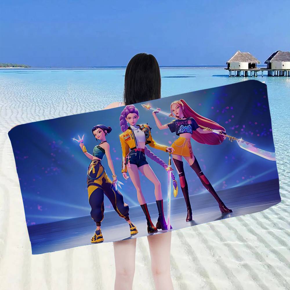 Toalla de Playa de Microfibra K-Pop Cazadores de Demonios de Película de Dibujos Animados Absorbente Secado Rápido Suave Yoga Natación Resort Escalada en Montaña Toalla
