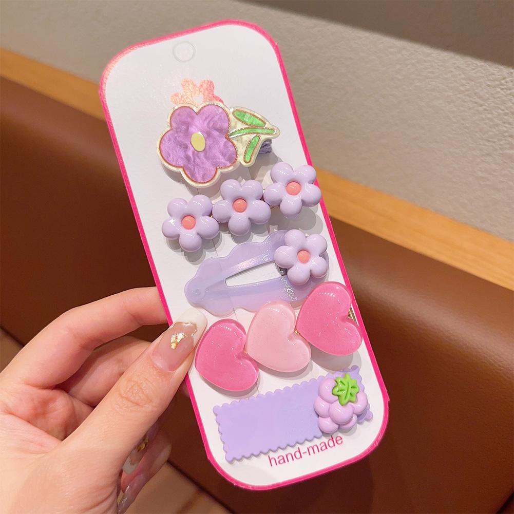 5pcs/set Dopamine Colorful Children's Hair Clip Cute Cartoon Flower Heart-shaped Hairpin Bangs Hair Clip Headwear Hair Accessories