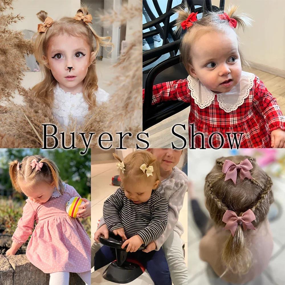 10Pcs/Set Solid Kids Bows Hair Clips for Baby Girls Handmade Ribbon Bowknot Hairpin Barrettes Daily Hair Accessories