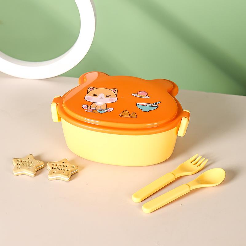 

MeyJig Cartoon Bento Box BPA Free для детей двухслойный герметичный контейнер для ланча 760 мл оранжевый