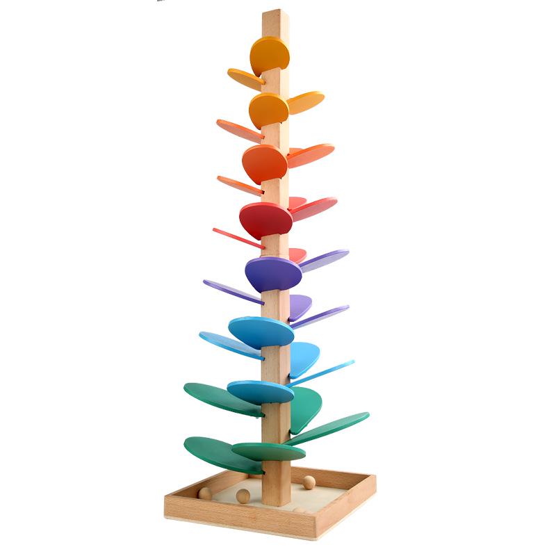 Colorful Wooden Marble Run and Bead Game Toy for Kids