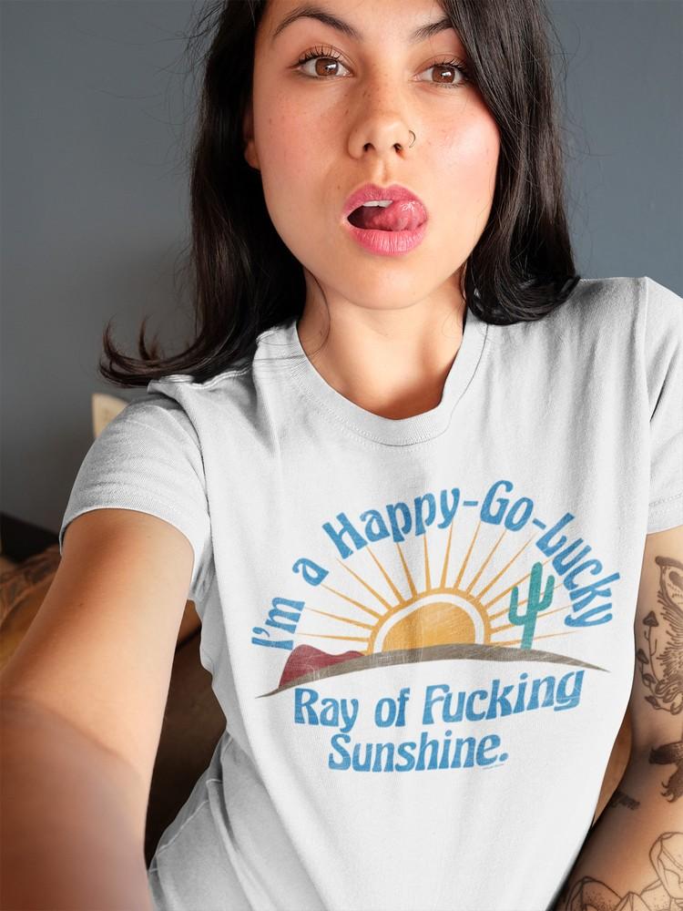 

Womens FASHION T-Shirt Happy Lucky Ray Of Fxxxx Sunshine Funny Hipster L