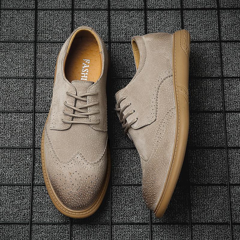 Men's Brogues Shoes Casual Suede Leather Oxford Shoes For Men Flats Shoes
