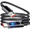 240W Fast Charging Data Cable QC 3.0 USB to Type C For Samsung Xiaomi Huawei LED Digital Display Phone Charger Data Cord