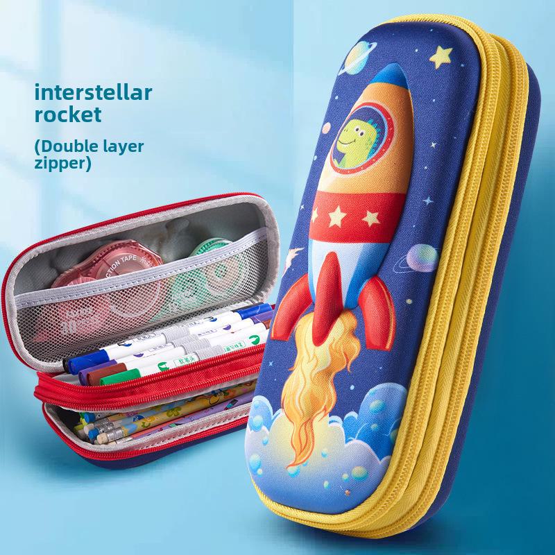 Estojo de Lápis de Camada Dupla 3D - Bolsa de Papelaria de Grande Capacidade para Alunos do Ensino Fundamental