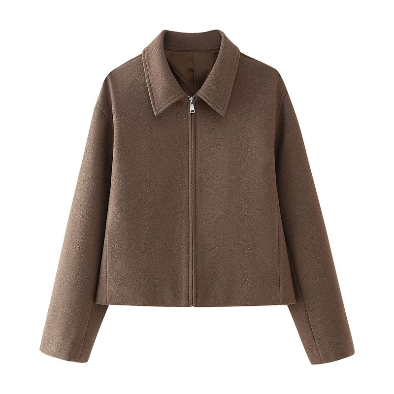 

Jnleaog Autumn New Women s Clothing Fashion Style Stylish Fashion All-Match Casual Zipper Woolen Outwear Coat S