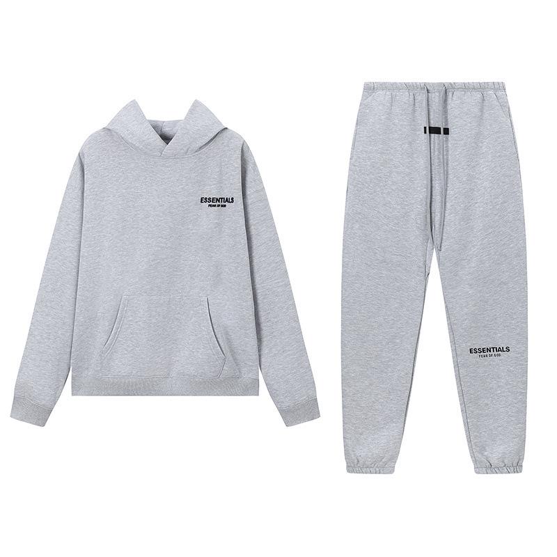 Trendiger schwarzer FOG Essentials Kapuzenpullover mit Buchstaben-Flockdruck