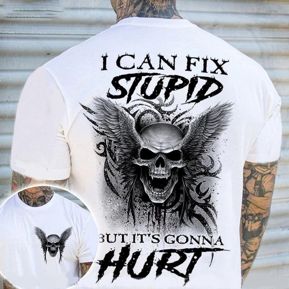 T-shirts Retro Masculinas de Caveira Estampadas em 3D Esqueleto Gótico Tops de Manga Curta Casual Camiseta Oversized Roupas Masculinas Camiseta Vintage