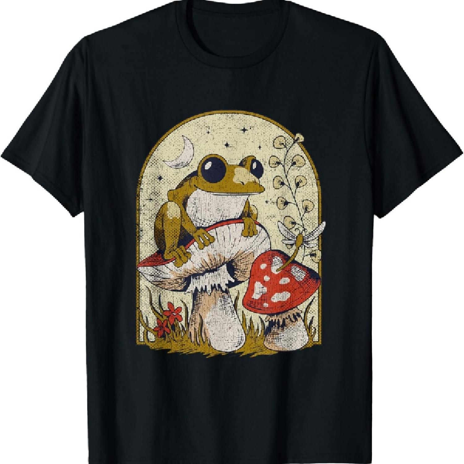 

Goblincore Frog Magic Agaric Mushrooms Vintage Cottagecore T-Shirt XXXXXL чорний