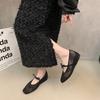 Mary Jane Shoes 2025 Single Shoes Women's Shoes Mesh Fairy Shallow Mouth Inner Height Increase Spring Breathable Bow New
