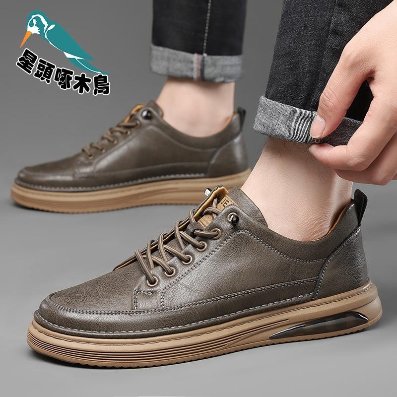 Star-headed Woodpecker 2025 Spring and Autumn New Men's Versatile Business Casual Leather Shoes