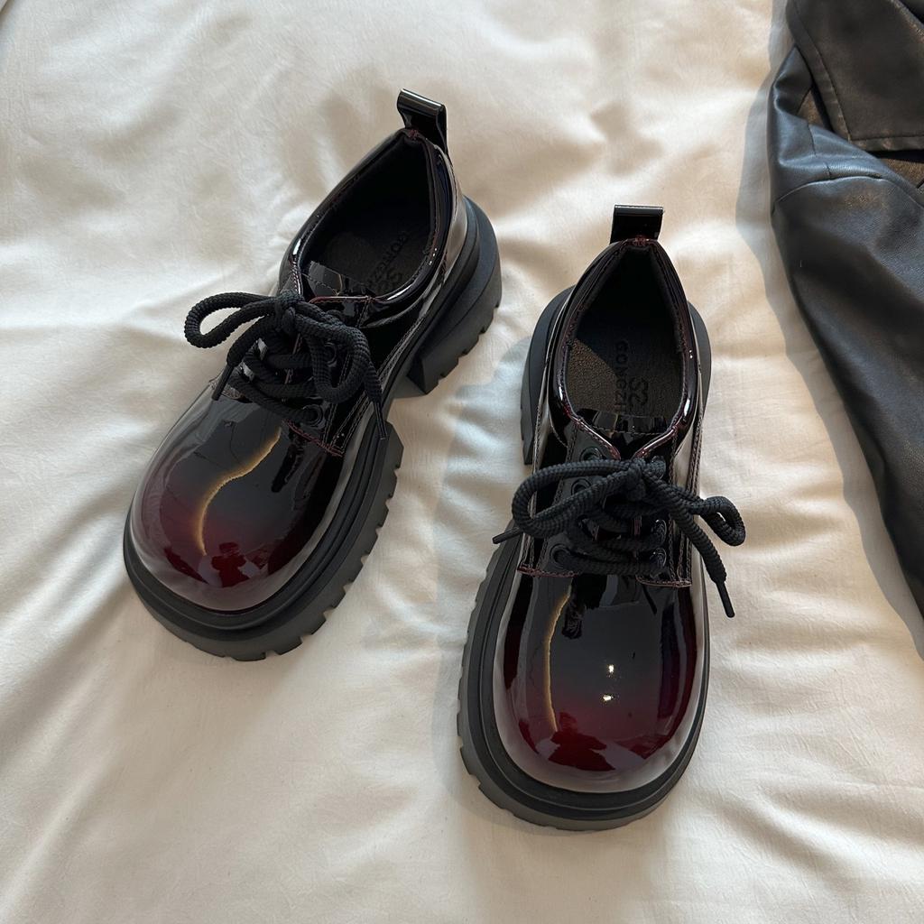 Retro big head small leather shoes women's 2025 spring and autumn new small height-increasing platform shoes British style loafers