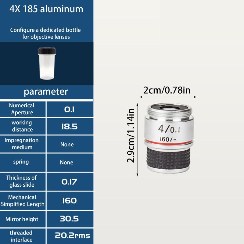 185 4X 40X 100X Biologisches Mikroskop Achromatisches Objektiv Mikroskopobjektivadapter Kompaktes Objektiv Langlebig