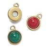 1pc Gold Color Stainless Steel with Round Natural Stone Charms Pendants for Earrings Necklace Jewelry Making Accessories