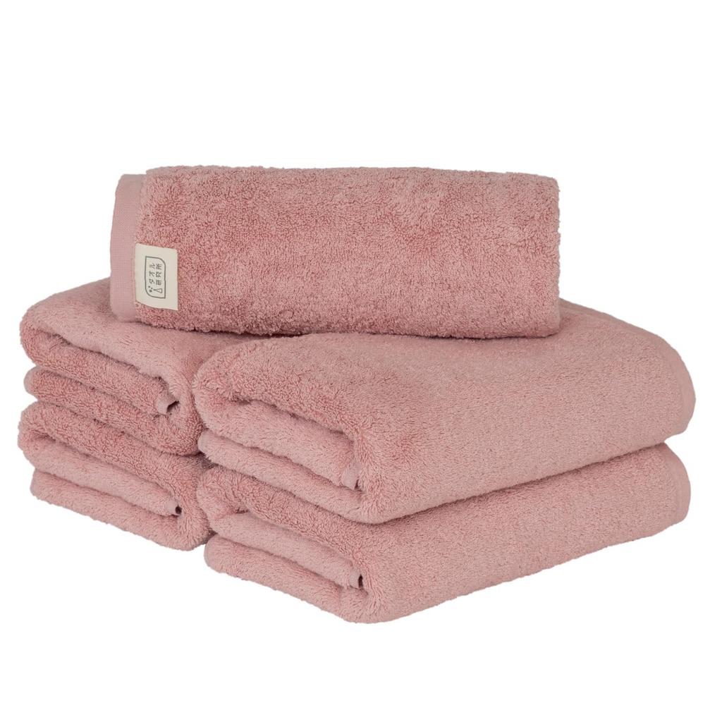 Towel Laboratory Mini Bath Misty Set of JapanTechnology [Volume Rich] #003 Towels, Pink, 5, Hotel-Grade, Thick, Fluffy, High-Breathability,