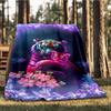 1pc Tiger Floral Fantasy Outdoor Flannel Blanket Soft All Season Polyester Throw , Perfect for Picnics & Travel , Picnic Accessory