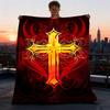 Golden Cross Design Outdoor Blanket, Soft And Comfortable Blanket, Casual Warm Outdoor Blanket, Camping Travel Blanket, Good Birthday Gift 1173