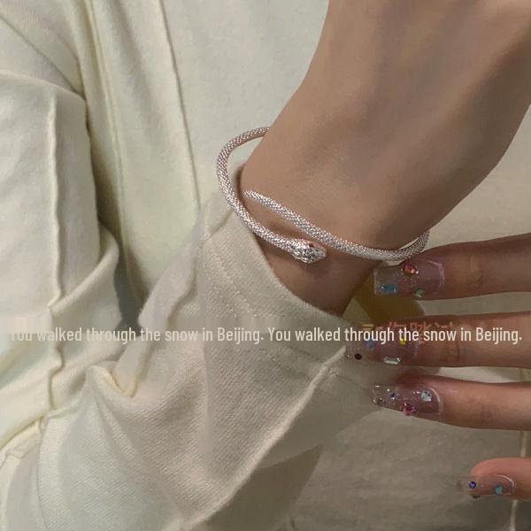 Brățară subțire din argint cu model șarpe - Pentru femei, stil hip-hop la modă, ușor și luxos