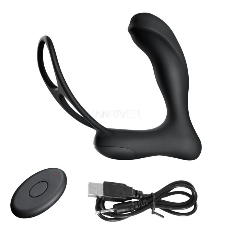 Wireless remote control prostate 10-band male anal anal plug double ring lock fine ring sex toy male prostate massage vibrator