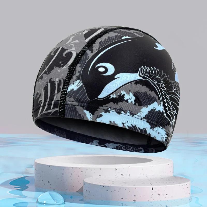 Swimming Caps Quick Dry Breathable Printed Swim Caps For Men Women Long Hair Ear Protection Adult Swimming Caps Pool Accessories