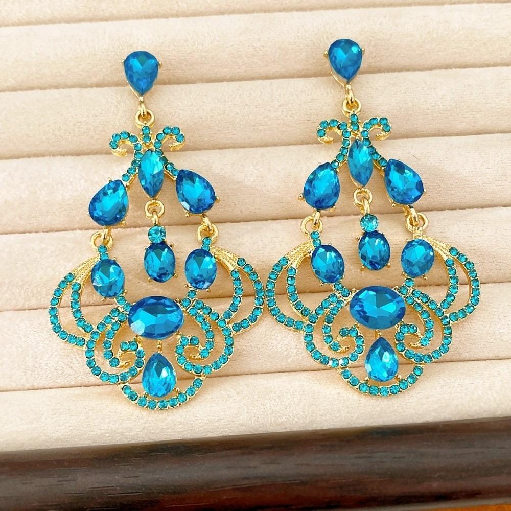 Exaggerated Rhinestone Drop Earrings Exquisite Statement Earrings  Anniversary