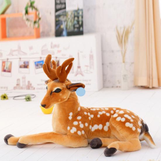 Sika Deer Plush Doll Soft Cute Simulated Animal Plushie Photo Props Sofa Ornament PP Cotton Stuffed Animal Pillow Deer Plush Toy Activity Gift