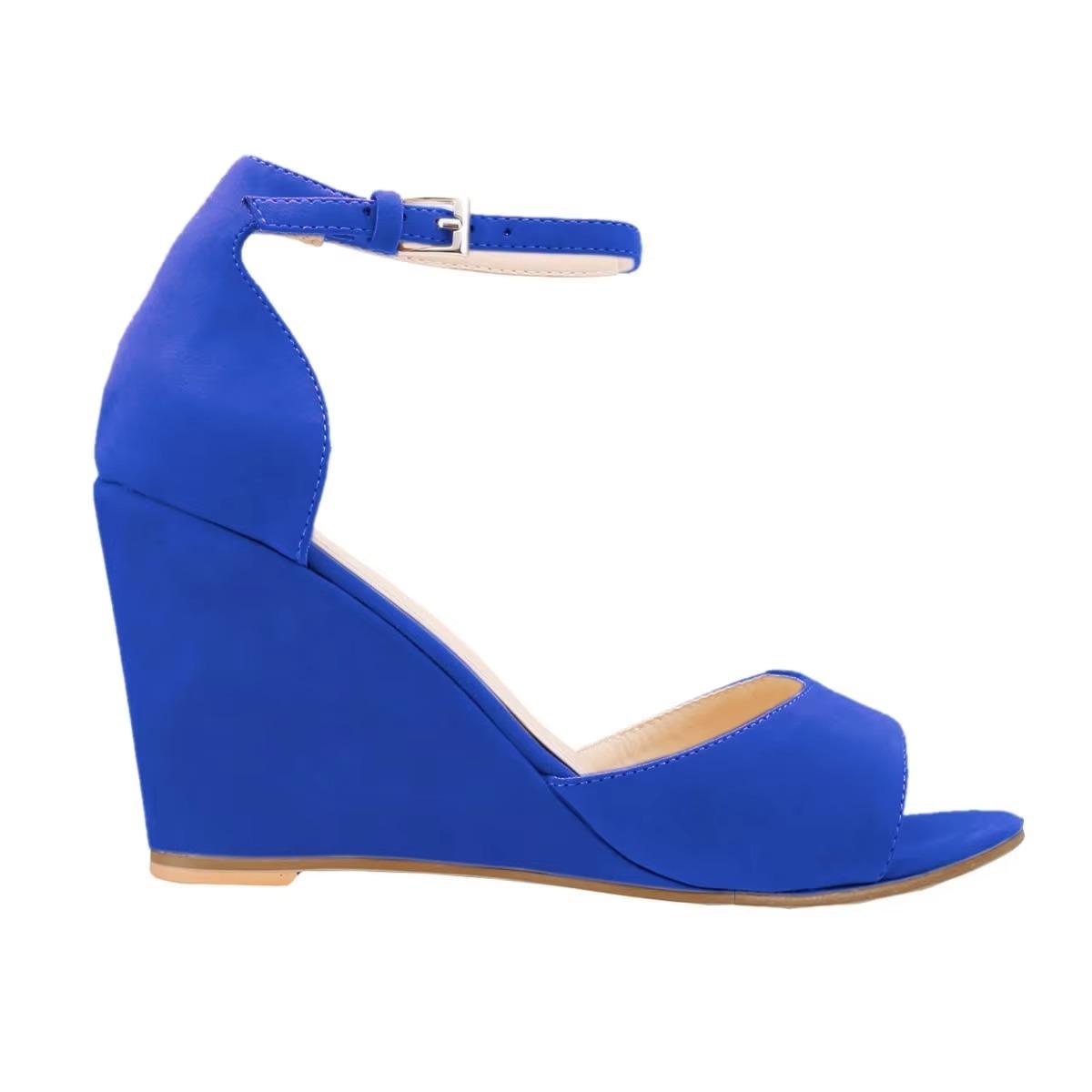 

Женские босоножки на высоком каблуке с открытым носком и пряжкой, высотой 80 мм, для вечеринки, свадебного платья, женские сексуальные туфли LOSLANDIFEN 41 синий