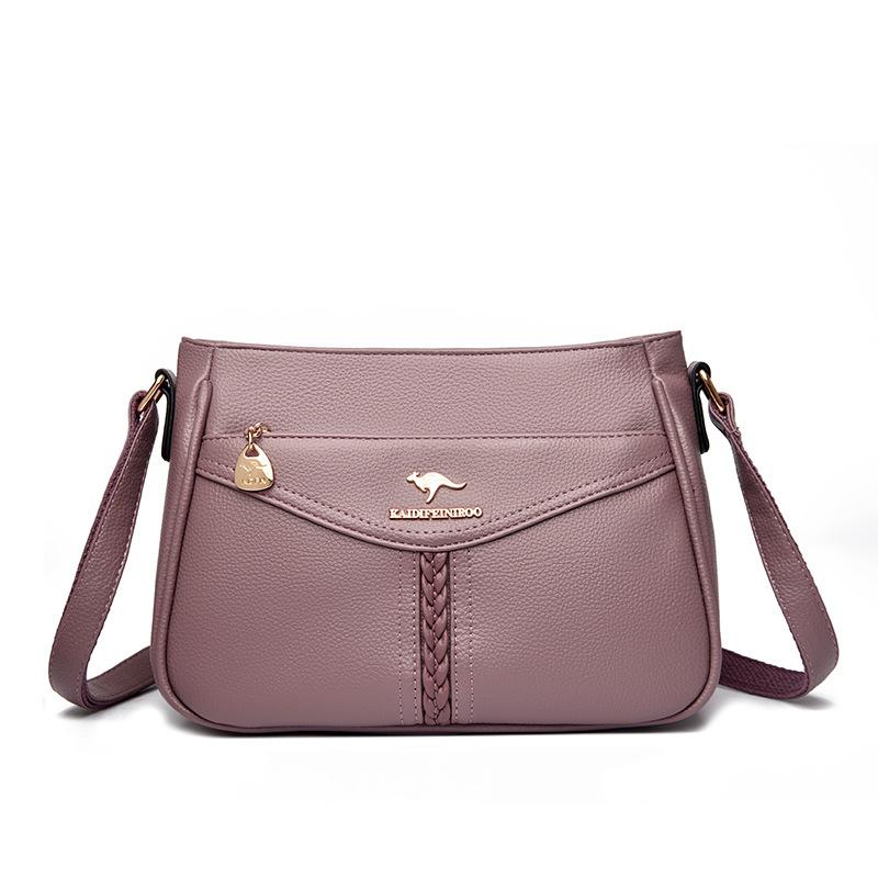 

Модная женская сумка через плечо из мягкой кожи большой вместимости для мамы среднего возраста фиолетовый