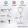 Black Cross Necklace for Men Boys,70cm Metal Bead Long Chain Collars,Faith Prayer Jewelry Gift