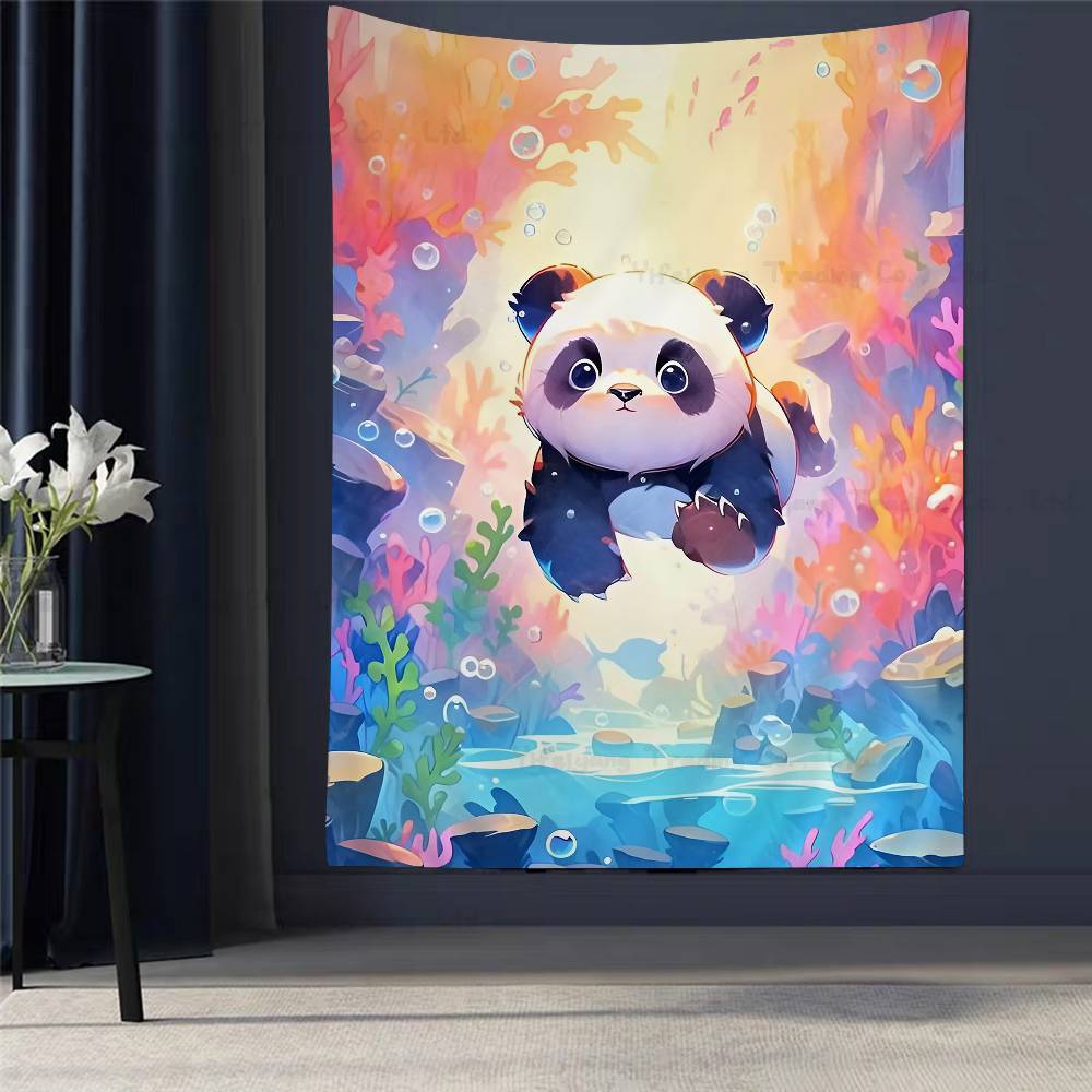 

Cute Cartoon Panda Cartoon Tapestry Home Decoration Hippie Bohemian Decoration Divination Home Decor 74x94cm(29x37in)