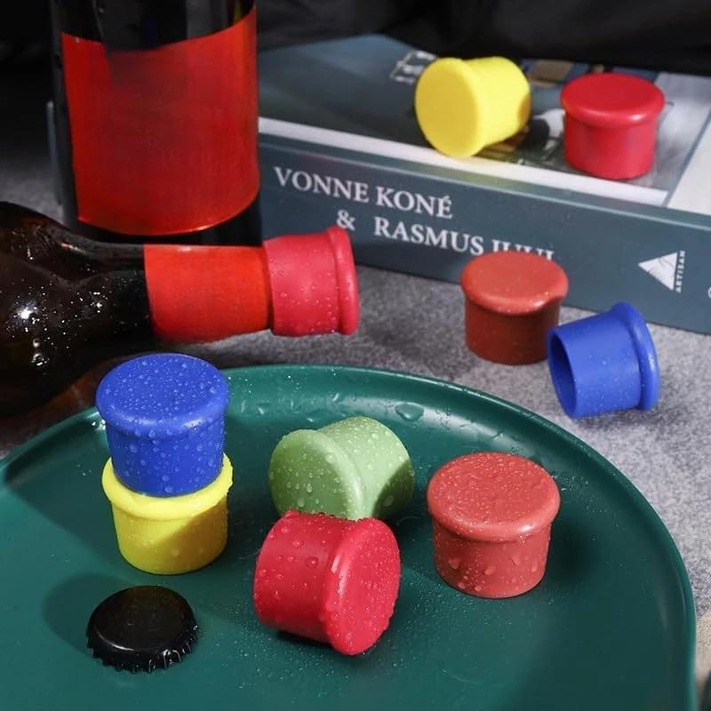 5pcs Random Color Silicone Wine Beer Cover Bottle Stopper Caps Strong Seal Keep Fresh Cork Wine Stopper
