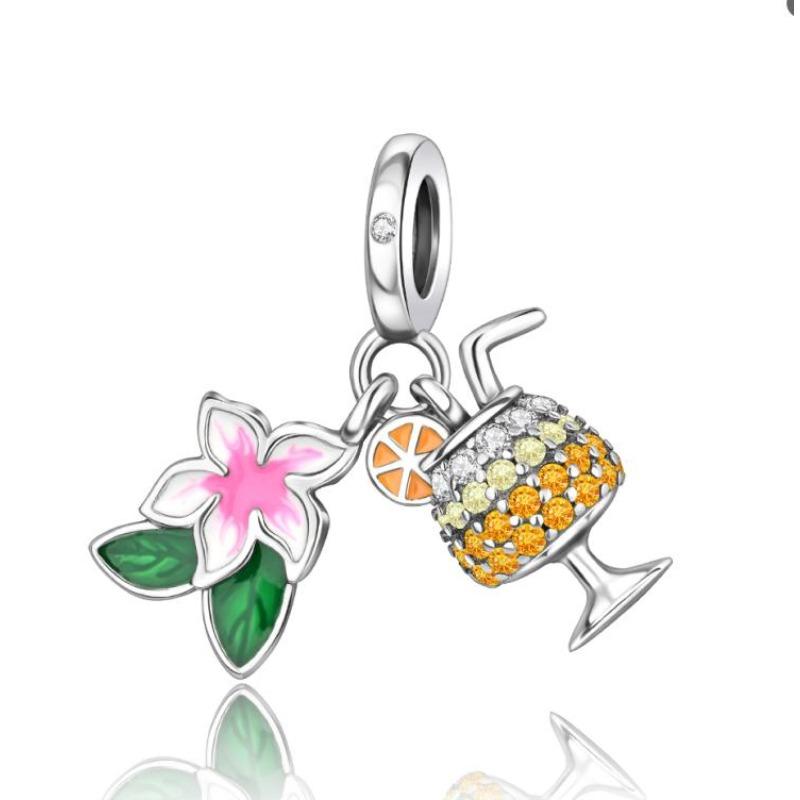 Colorful Copper Summer Beach Charms Coconut Tree Beads Pendants Fit Bracelet Necklace Diy Jewelry Vacation Gift