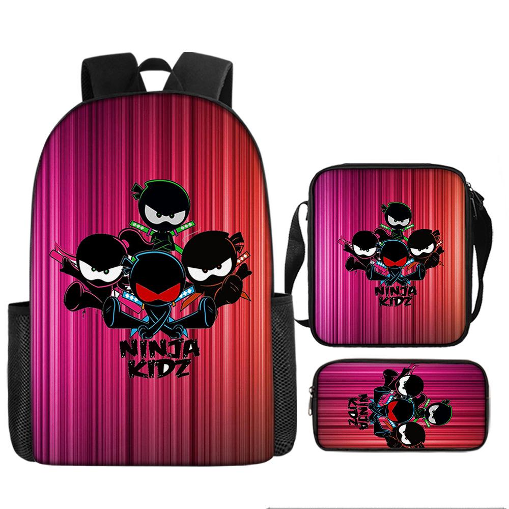 NINJA KIDZ 3-delige Set Kinder Schoolrugzak met Schoudertas Etui Schooltassen voor Jongens Meisjes Beste Cadeau