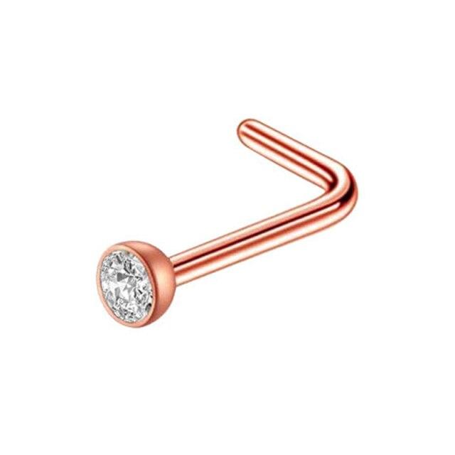 Stainless Steel L Shaped Nose Rings Cz Nose Stud Body Piercing Jewelry