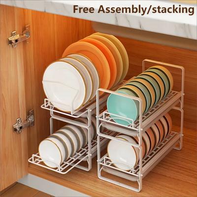 Dish Drain Shelf Home Stackable Antirust Bowl Rack High-capacity Storage Rack Under Sink Kitchen Drawer Style Dish Storage Racks
