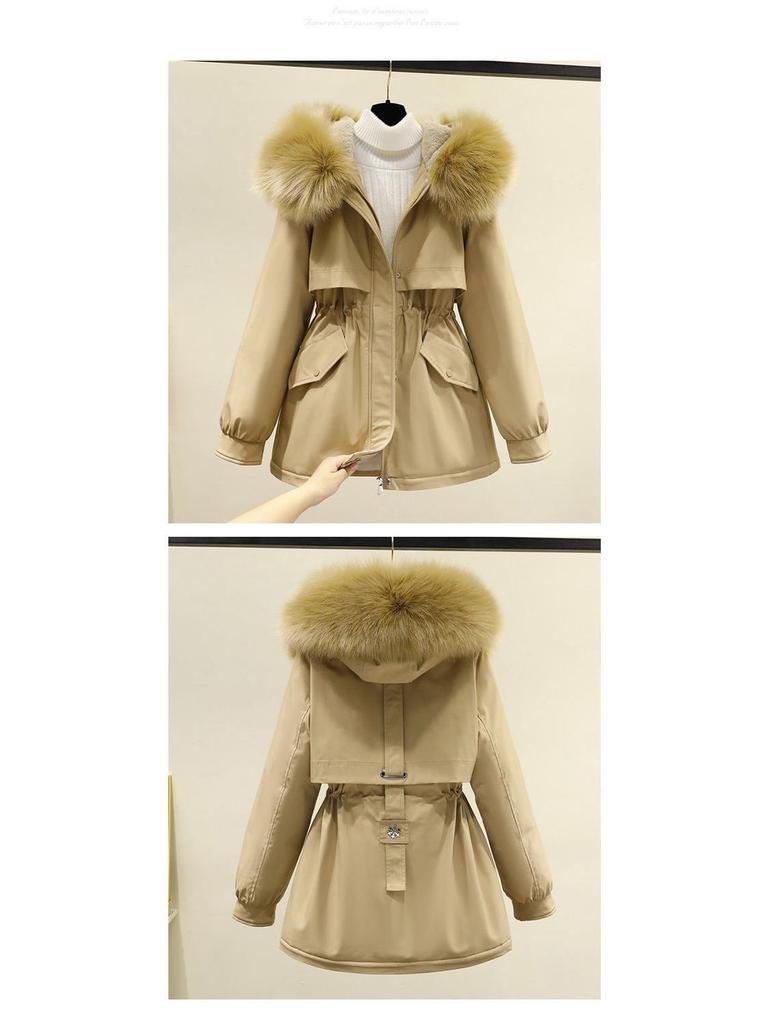 Korean Style Winter Parka: Women's Loose, Thickened Cotton Coat with Stylish Velvet Accents