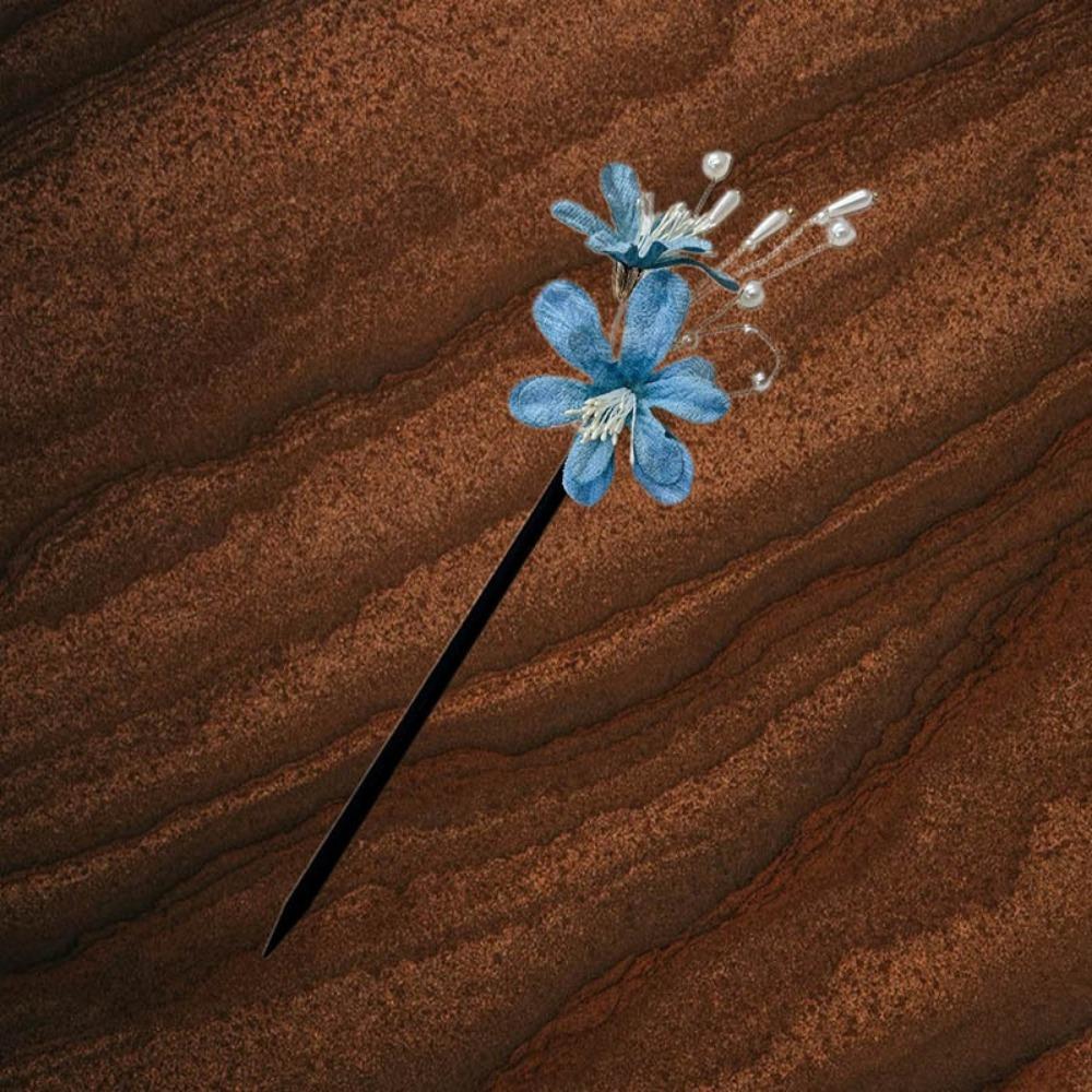 1-Piece Handmade Floral Hair Stick Set: Pastel Fabric Flowers with Pearl Accents, Ideal for Hanfu & Traditional Looks
