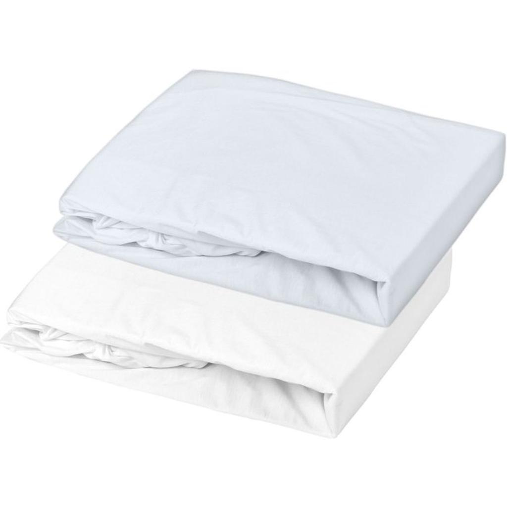 Lot de 2 draps housse - MON PTIT DODO - Jersey 100% coton - 60 x 120 cm - Blanc et light blue