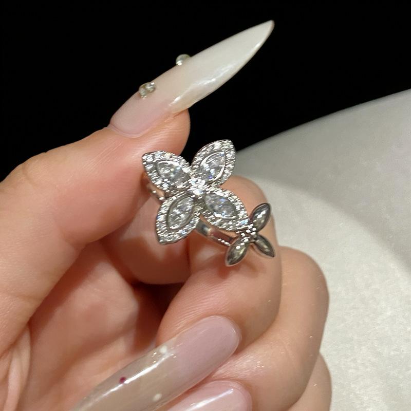 Zircon Mangstar Flower Exquisite Fashion Opening Ring Light Luxury High-end Index Finger Ring Niche Temperament Versatile Ring